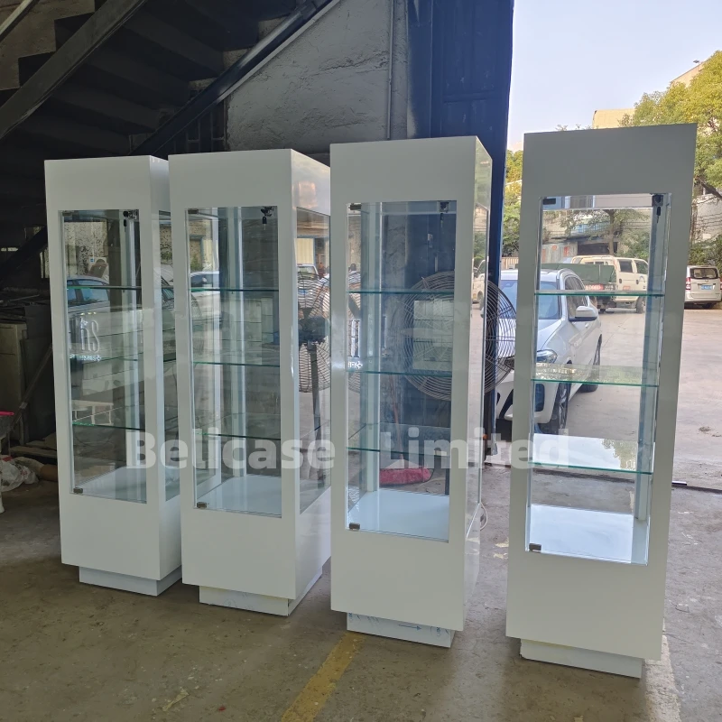 

Customized. high end floor jewelry showcase display cabinet jewelry store furniture retail glass stand tower display