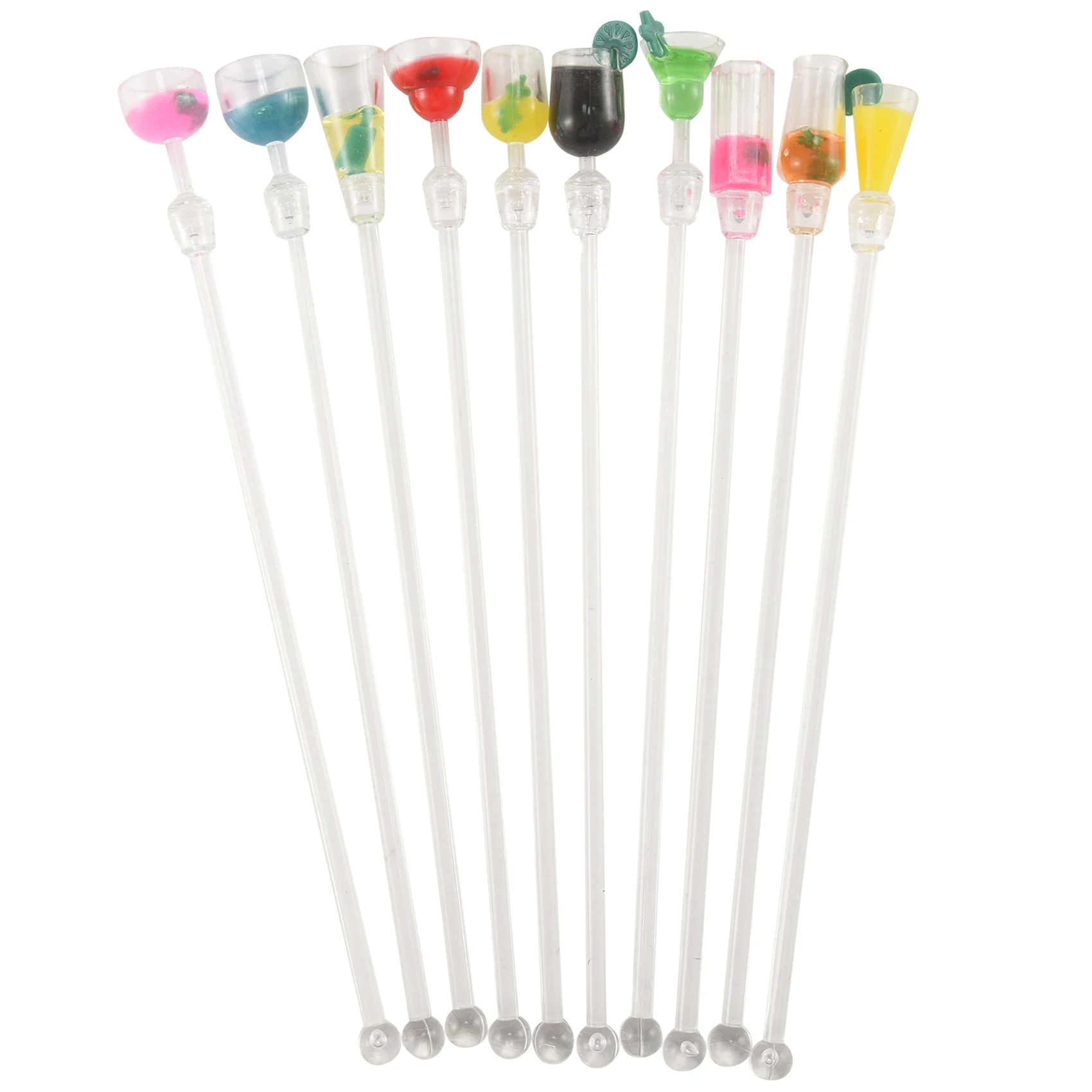 10Pcs Cocktail Stirrer Drink Mixing Stick Set Acrylic Cocktail Mixer Blender Bar Supplies Swizzle Stirrer