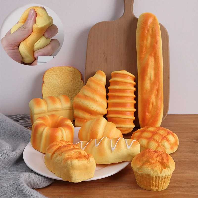 Simulation Bread Squeeze Toy Slow Rebound Stress Relief Realistic French Bread Model Photography Prop Desktop Decoration