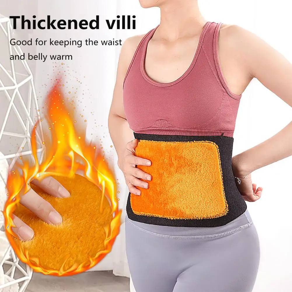 2023 Winter Waist Warmer Heating Belt Thicken Thermal Knitted Velvet Fleece Waist Warmer Belly Protector Abdominal Protector