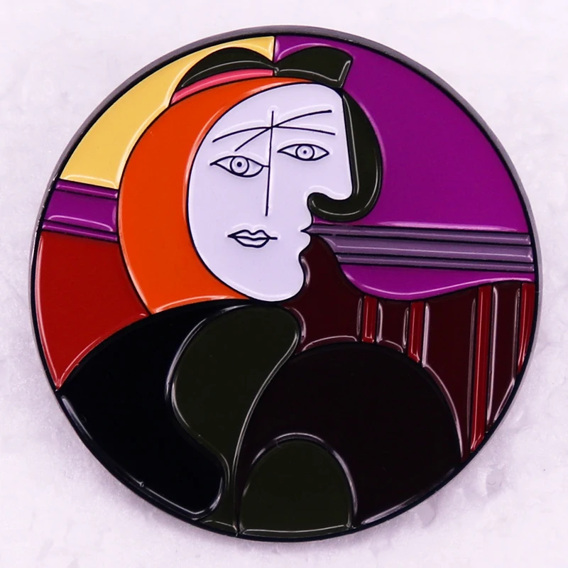 Insignia de pintura artística de Pablo Picasso, broche esmaltado para sillón rojo, regalo de joyería