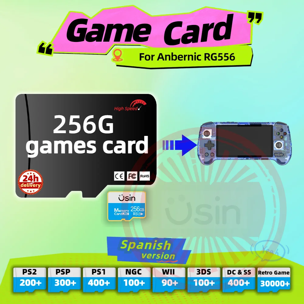 Memory Game Card For Anbernic RG556 RG406V Spanish version Retro PS2 PSP Games Android Gaming portable Console SD 256G