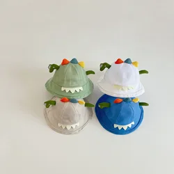 New Baby Caps Summer Kids Cartoon Dinosaur Hats Outdoor Boy Girl Beach Bucket Hats Cotton Sun Protection Children Fisherman Cap