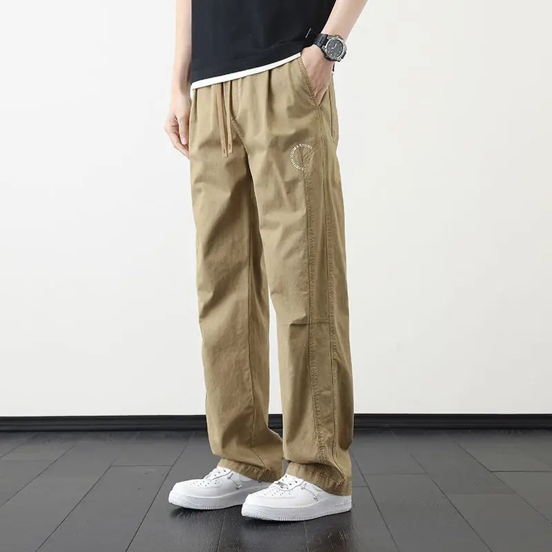 

Men's Casual Trousers Summer Hong Kong Style Loose Straight Men's Pants Fashion Wide Leg Trendy Brand Thin Work Pants JJ447