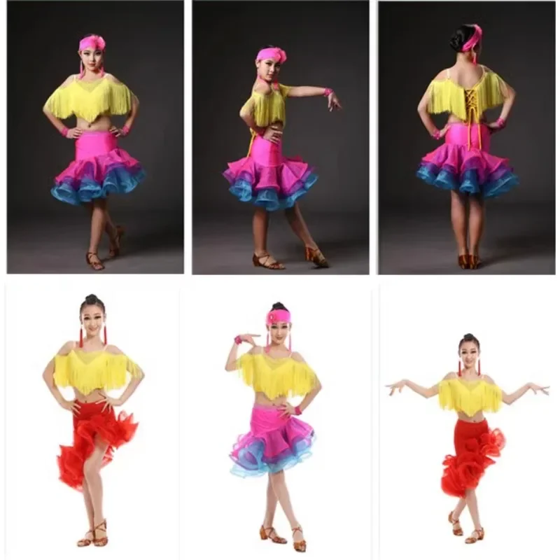 

Customized Latin Dance Performance Costume for Girls Latin Dance Skirt Competition Glitter Tassel Skirt Ballroom Dress Standard