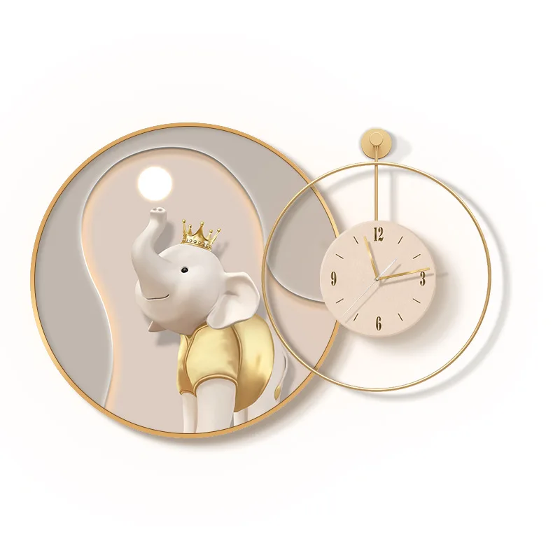 

Restaurant Clock Restaurant Healing Elephant Decorative Painting