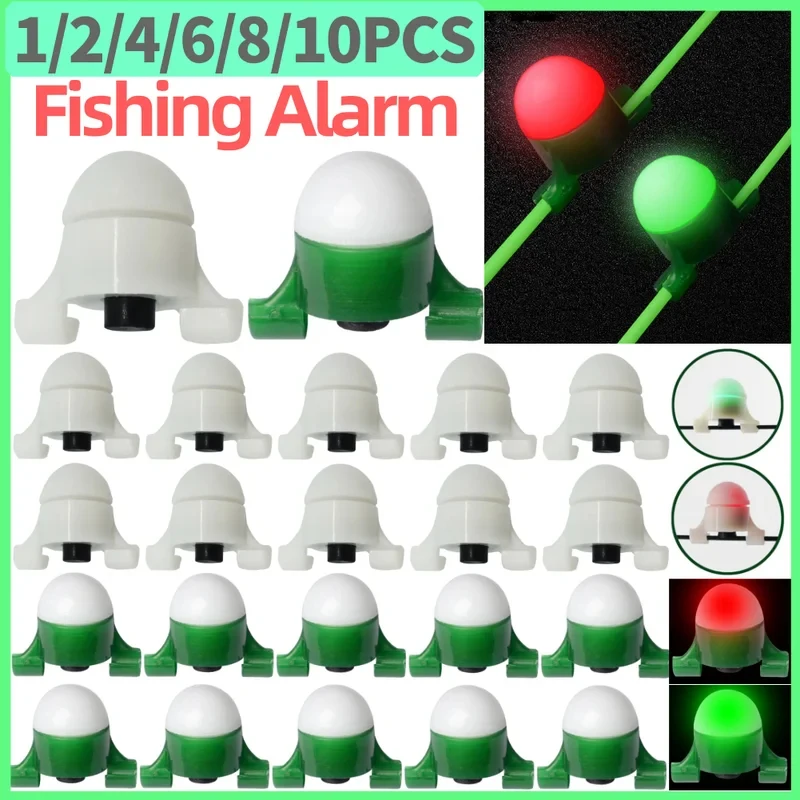 2-8pcs LED Night Fishing Alarm Light Fishing Bite Rod Tip Clip Bell Smart Reminder Bite Alarm For Outdoor Daytime Night Fishing