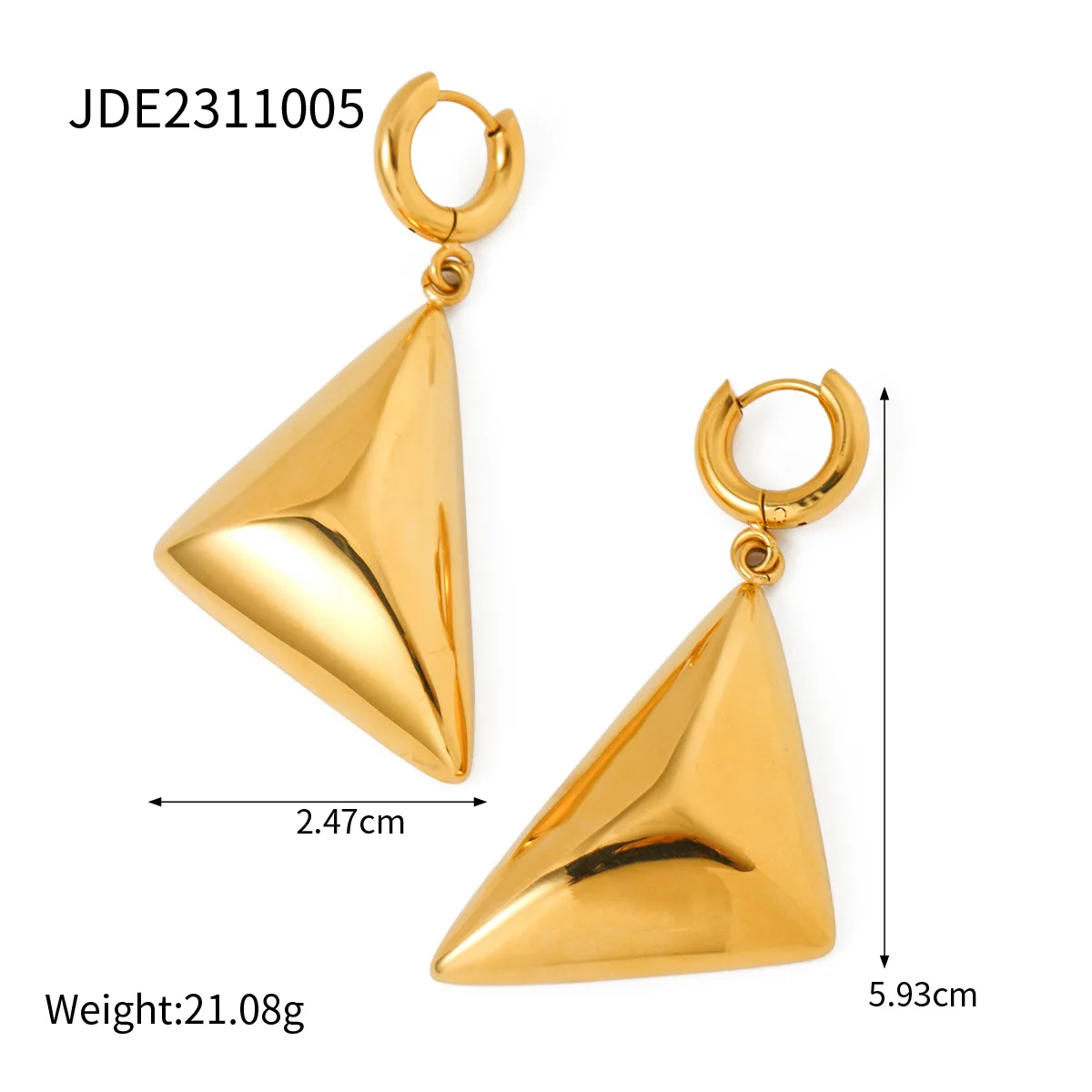 Stainless Steel Triangle Earrings Bohemian Plated 18k Gold Color Stud Earrings Trendy Jewelry Fashion Women's Earrings