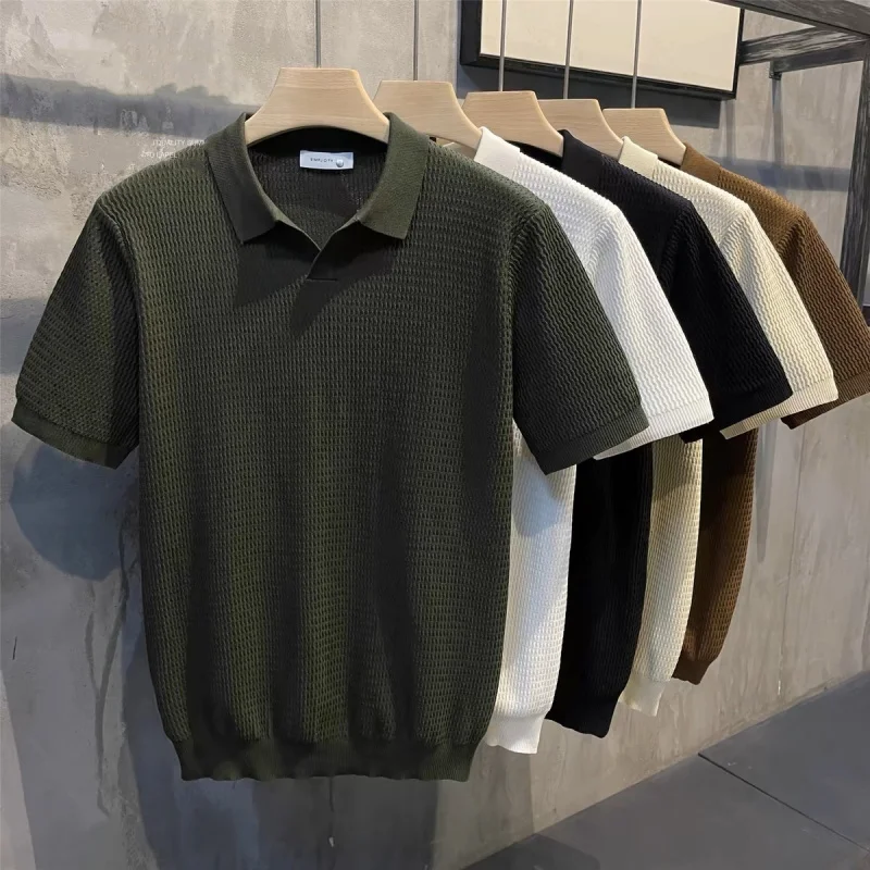 

Summer Breathable Shirt Knitted Vintage Casual Men'S Business Short Sleeve-Shirt