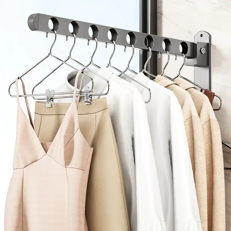 Wandmontierter Kleiderhaken, neuer Kleiderschrank, langlebiger, klappbarer, einziehbarer Haken aus Edelstahl für Zuhause – Detail 1