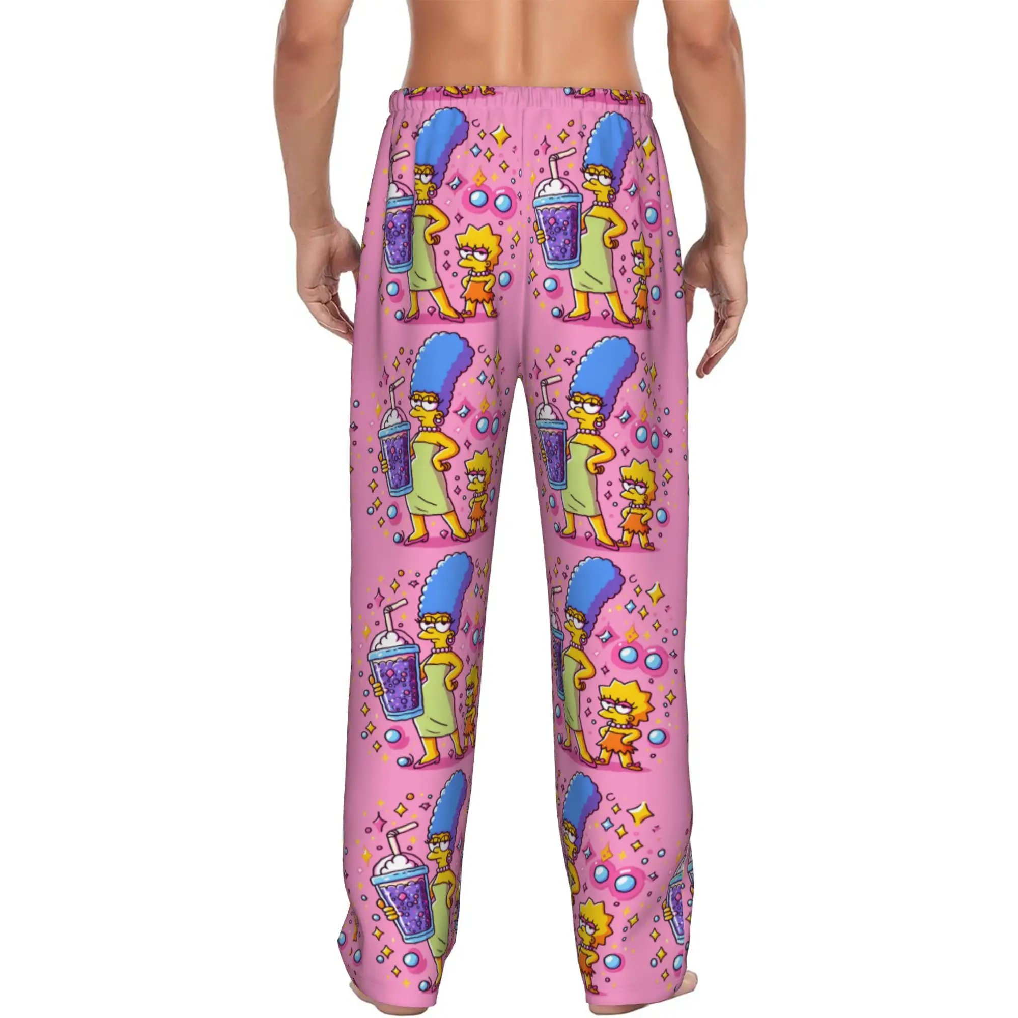 Custom Men S-Simpsonsed Anime Pajama Pants Print Bart Homer Lisa Cartoon Sleep Sleepwear Bottoms with Pockets