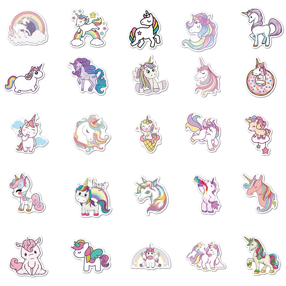 10/30/50/100 adet sevimli hayvanlar pembe Unicorn karikatür Sticker DIY günlüğü telefon dizüstü bagaj kaykay Graffiti çıkartmaları çocuk için