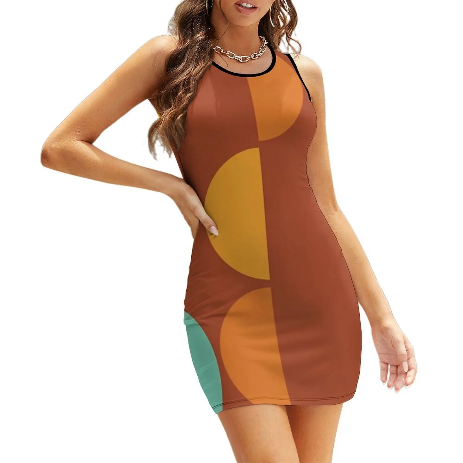 

Retro Land Half Circle Sleeveless Sundress dress women elegant luxury dress summer Women's evening dress