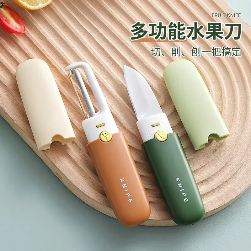 

Peeler Cum Knife Portable Push-Button Double-Ended Paring Knife Stainless Steel Multi-Functional Fruit And Vegetable Peeler