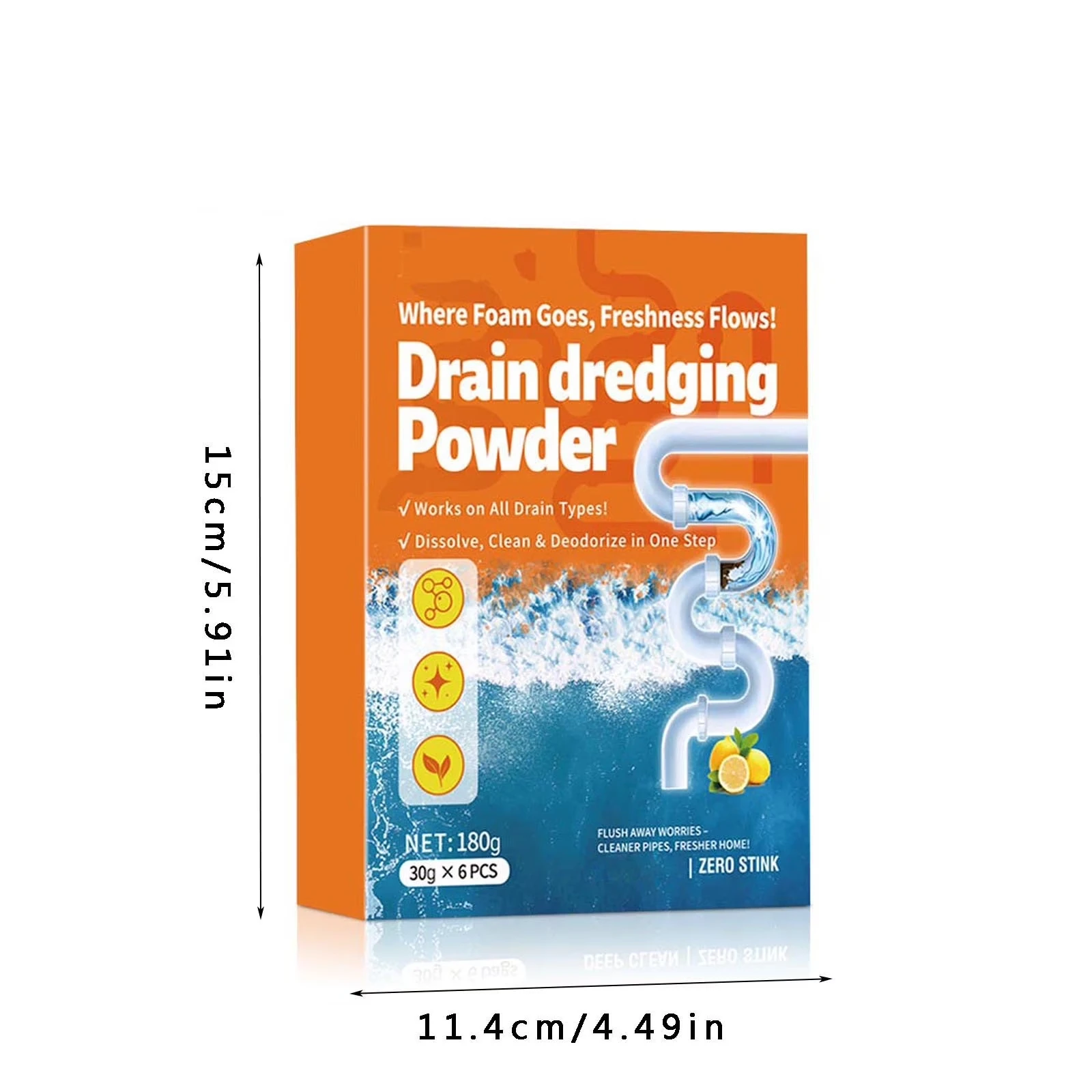 6 Pack Clearance Pipe Cleaning Powder Sewer Cleaning Powder Pipe Dredging Powder Floor Oil Blockage Dissolving Deodorizing New view 5