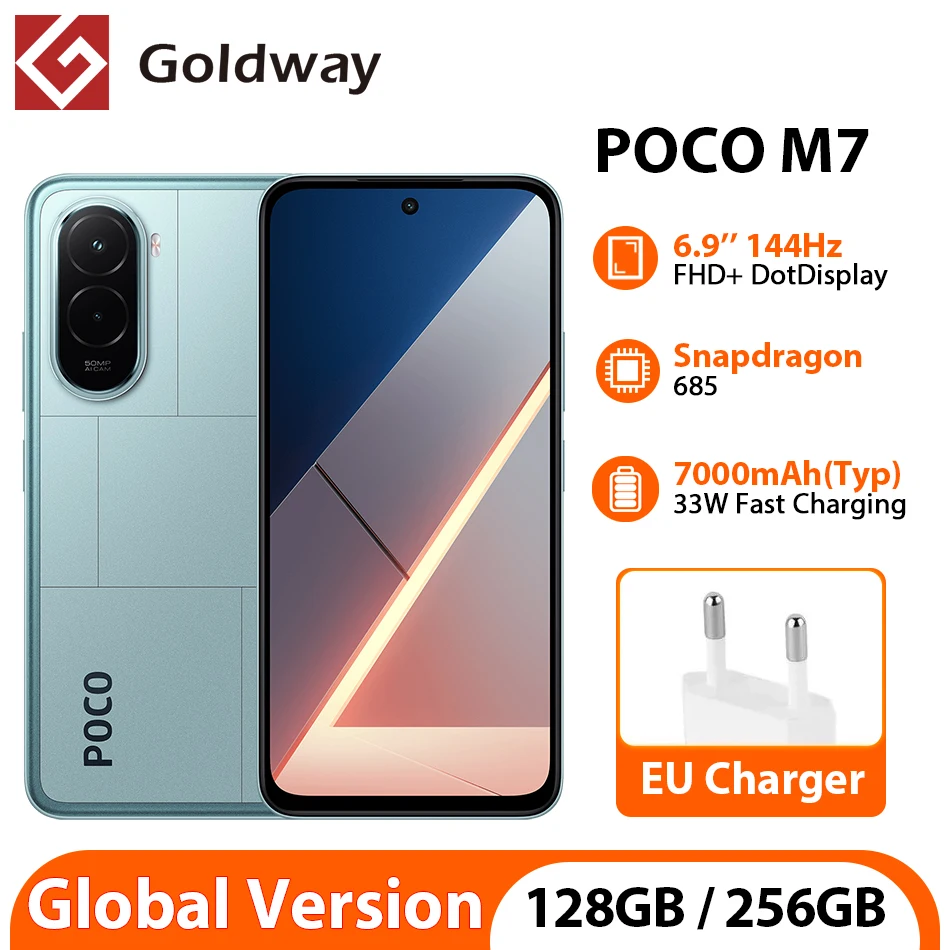 Global Version POCO M7 NFC 7000mAh Battery Smartphone Snapdragon 685 6.9" 144Hz FHD+ Display 33W Charging