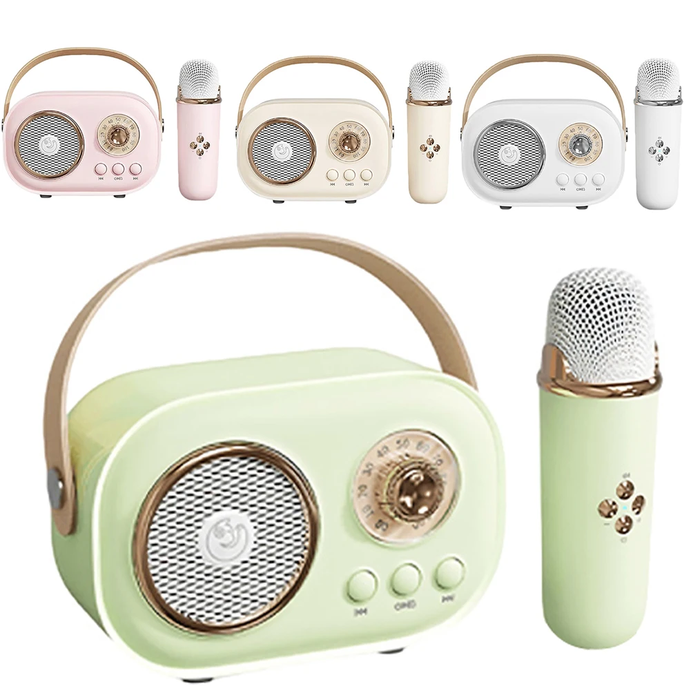 C20 Plus مكبر صوت بلوتوث مع ميكروفون لاسلكي واحد ، آلة كاريوكي ، نظام مكبر صوت محمول ، بطاقة دعم TF ، جهير HIFI