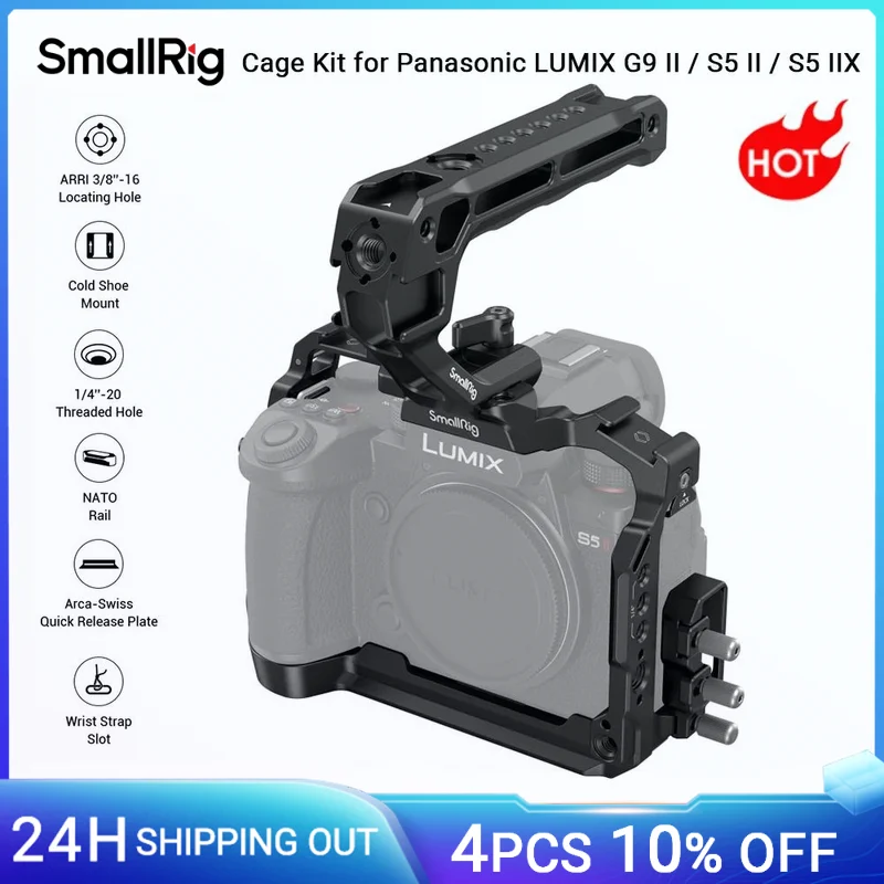 SmallRig G9 II S5 II S5 IIX Cage Kit for Panasonic LUMIX G9 II S5 II / S5 IIX with NATO Top Handle & Cable Clamp -4143