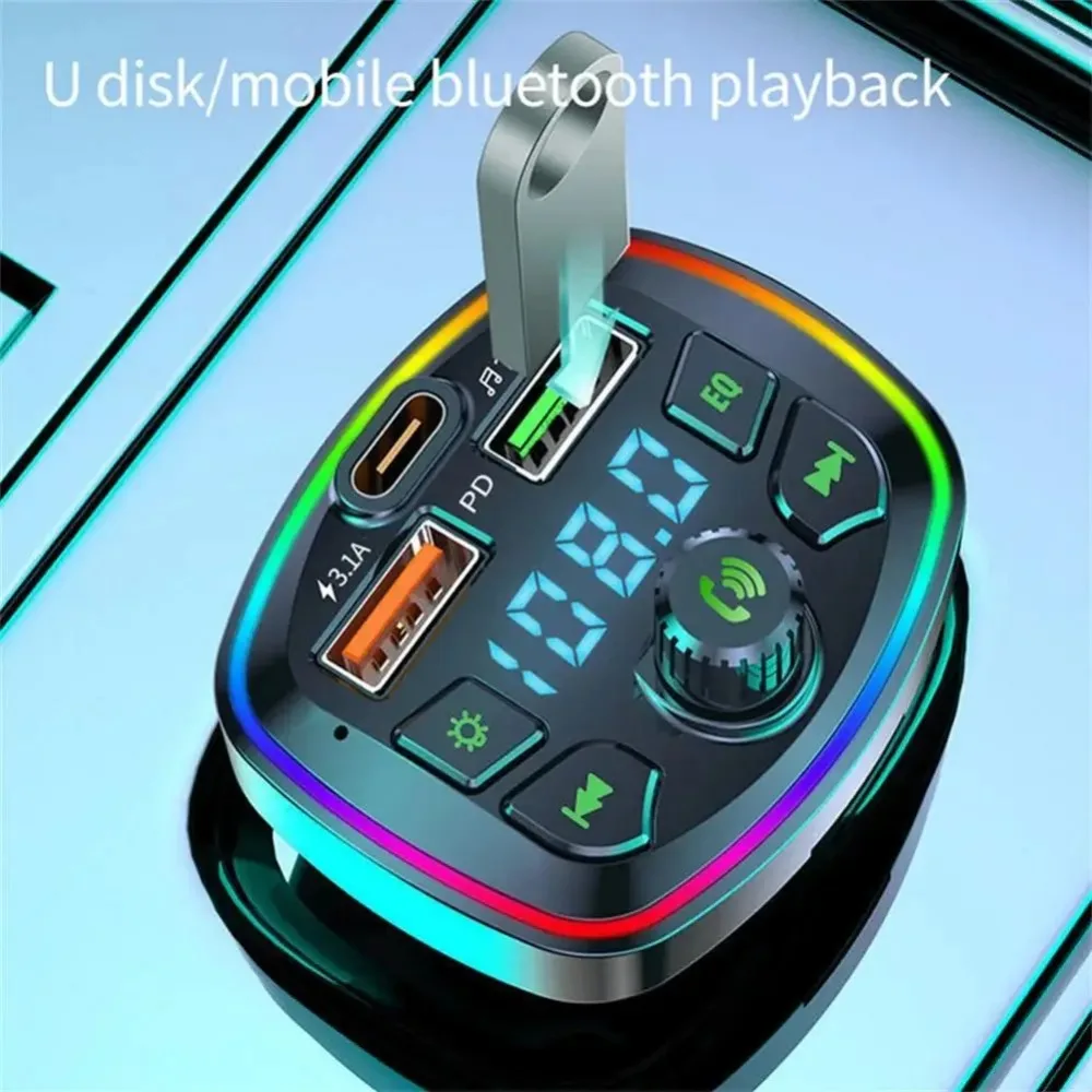 Multi-Function Bluetooth FM Transmitter Real-time Voltage USB Flash Drive Car MP3 Player Handsfree Fast Charge