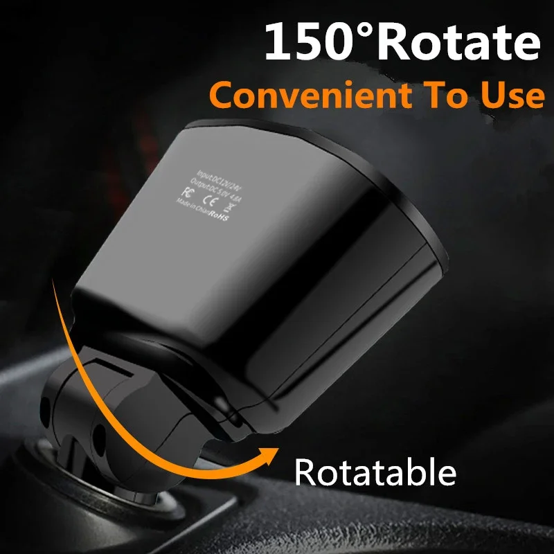 72W 2 USB Car Charger With Digital Display Fast Charging Phone Adapter For iPhone 15 16 Samsung Huawei Xiaomi Car Mobile Charger - Image 3