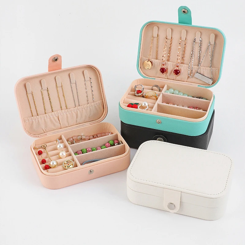 2024 Portable Jewelry Box Jewelry Organizer Display Travel Jewelry Case Boxes Button Leather Storage Zipper Jewelers