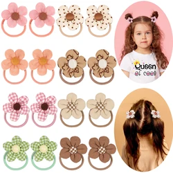 8/10Pcs Boutique childrens Hair Ties with Flowers,  Hair Bow Ties for  Girls, Elastics Ponytail Holders Pigtails Rubber Band