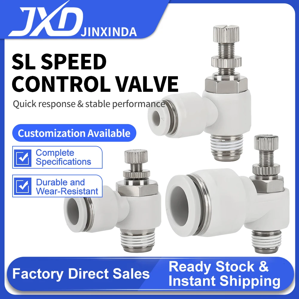 

JXD SL Pneumatic Air Tube Quick-Connect Throttle Valve SL4/6/8/10/12-M5-01/02/03/04 Cylinder Speed Control Valve