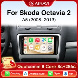 Ainavi Radio de coche para Skoda Octavia A5 2 2008-2013 inalámbrico Carplay Android Auto reproductor Multimedia de coche 2 Din