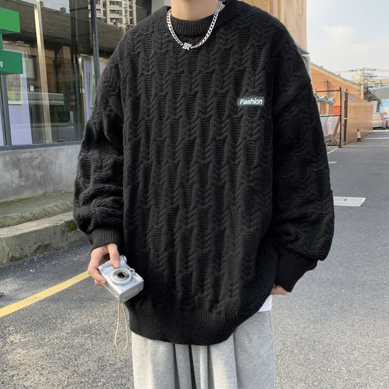 

Thiened витой вязаный свитер ex круглый Ne зимняя теплая верхняя одежда повседневная свободная модная одежда Neci на осень