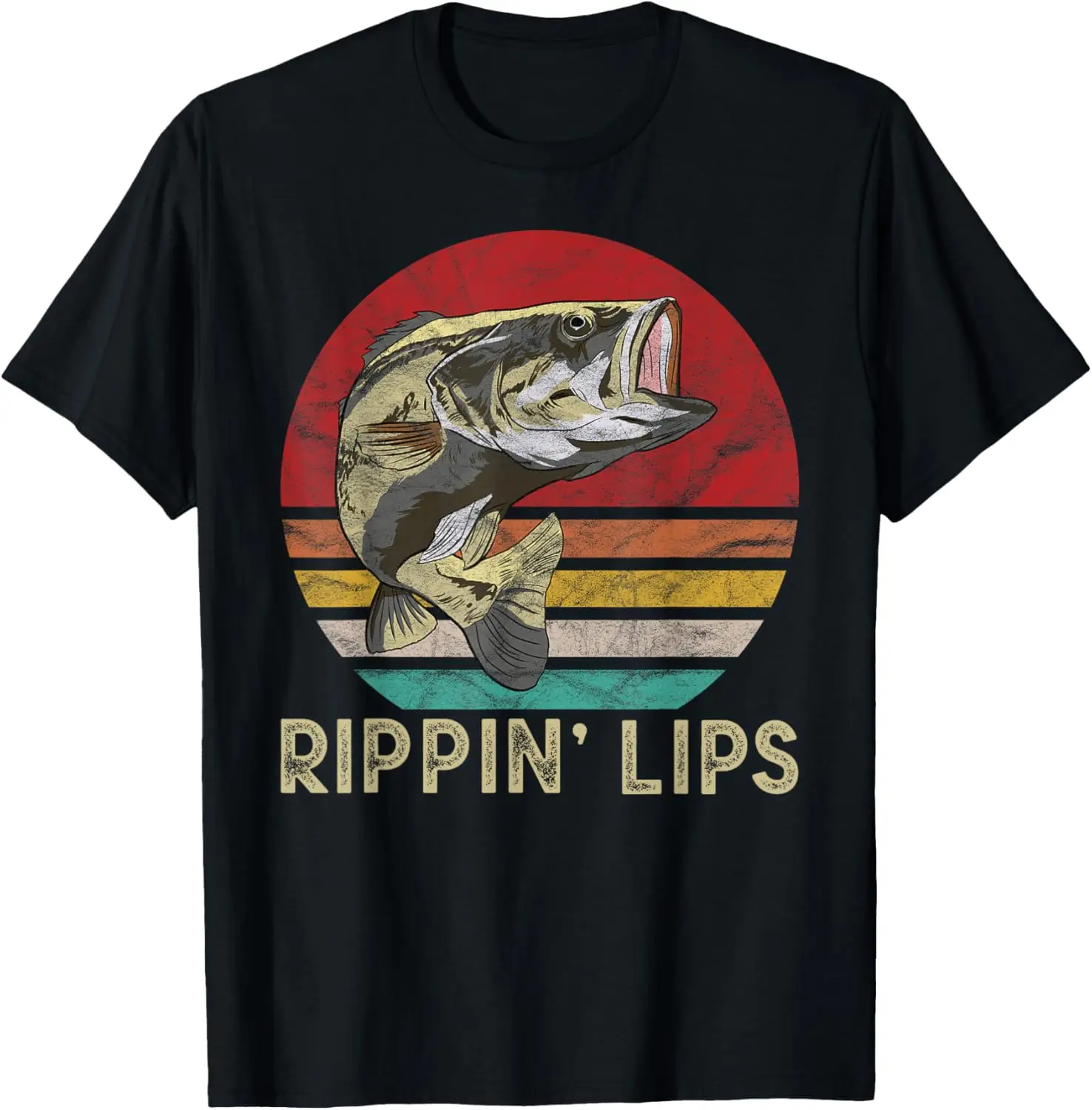 rippin-lips-retro-vintage-bass-fishing-gifts-camiseta