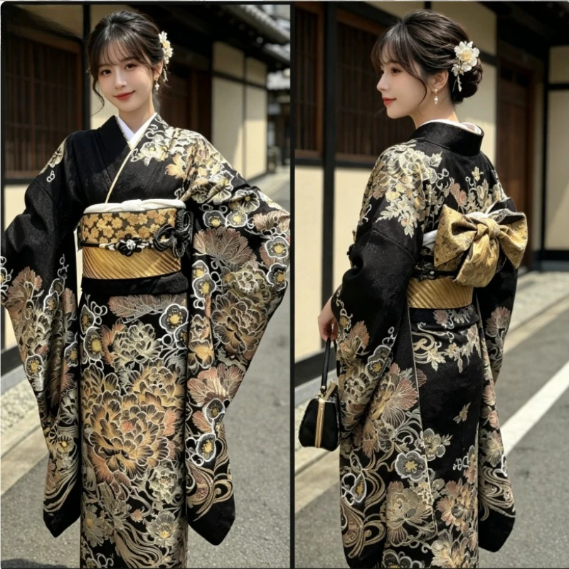 Nuevo y mejorado kimono japonés retro para niñas, ideal para retratos de estudio, cosplay y uso diario con temática informal.