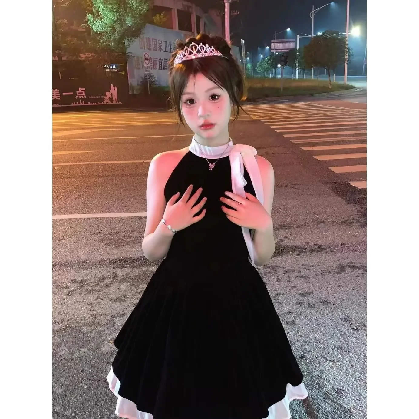 Vestidos sem mangas feminino aniversário sexy verão tule apliques oco cintura elástica queimado em camadas fairycore doce piquenique