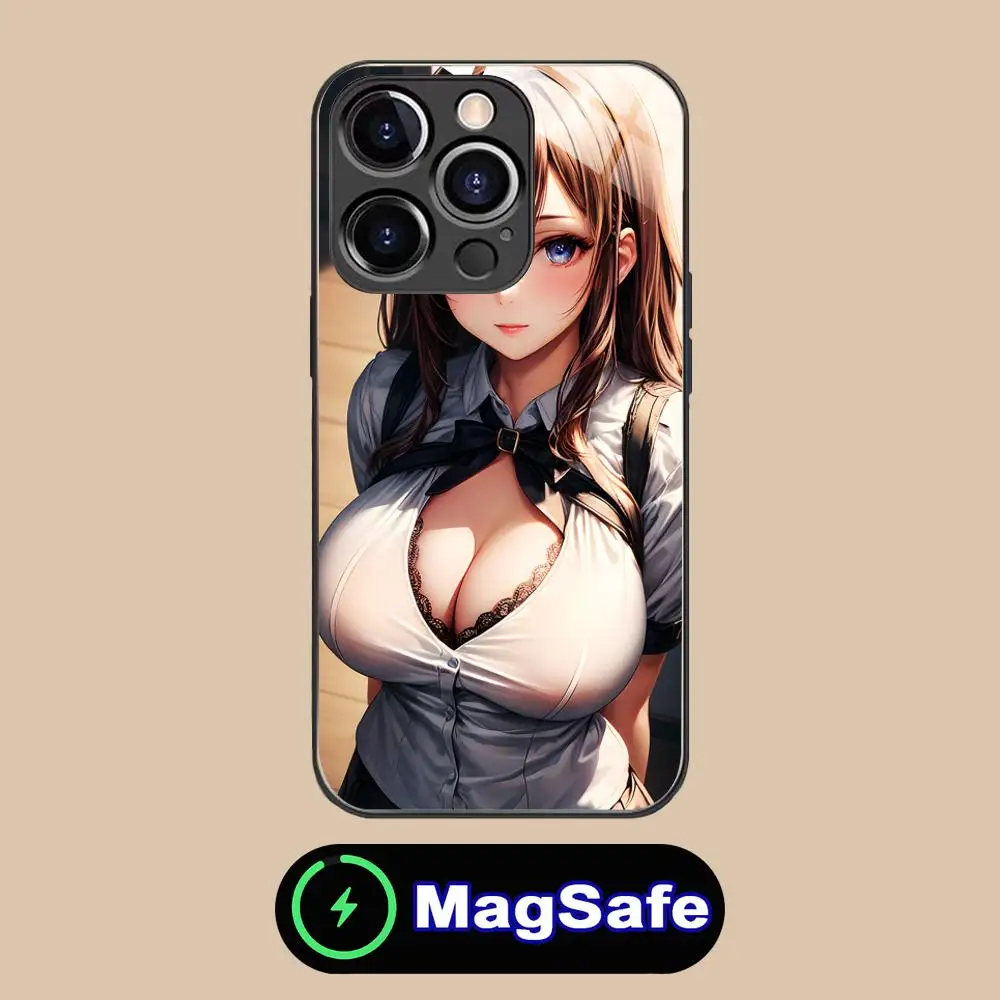 JK زي مدرسي فتاة قضية الهاتف آيفون 16 15 14 13 12 11 برو ماكس زائد Mini MagSafe زجاج اللون واقية غطاء فاخر #6