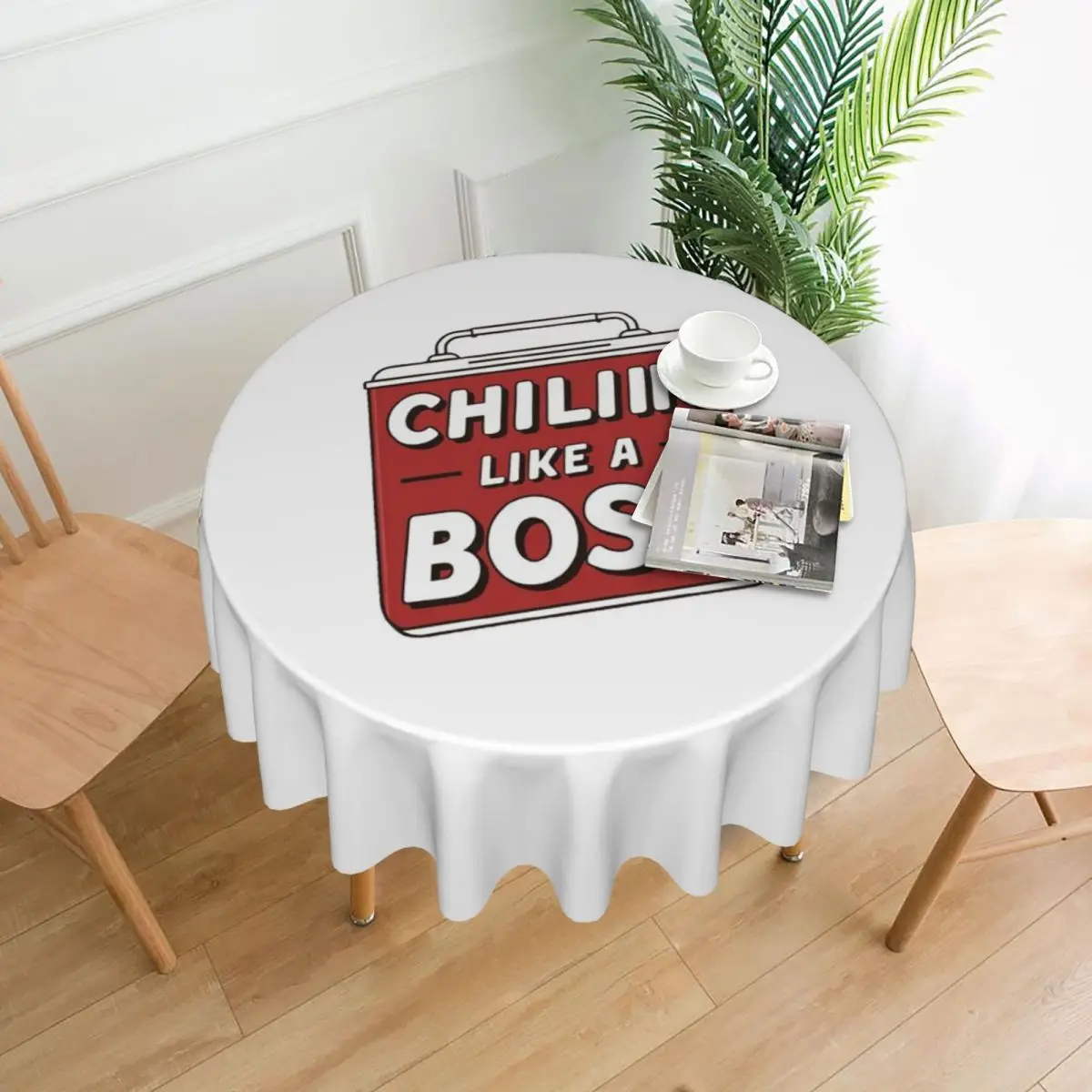 

Chillin Like A Boss Waterproof Round Tablecloth Oilproof Table Cloth for Kitchen Events Dining Table Cover 60 inches