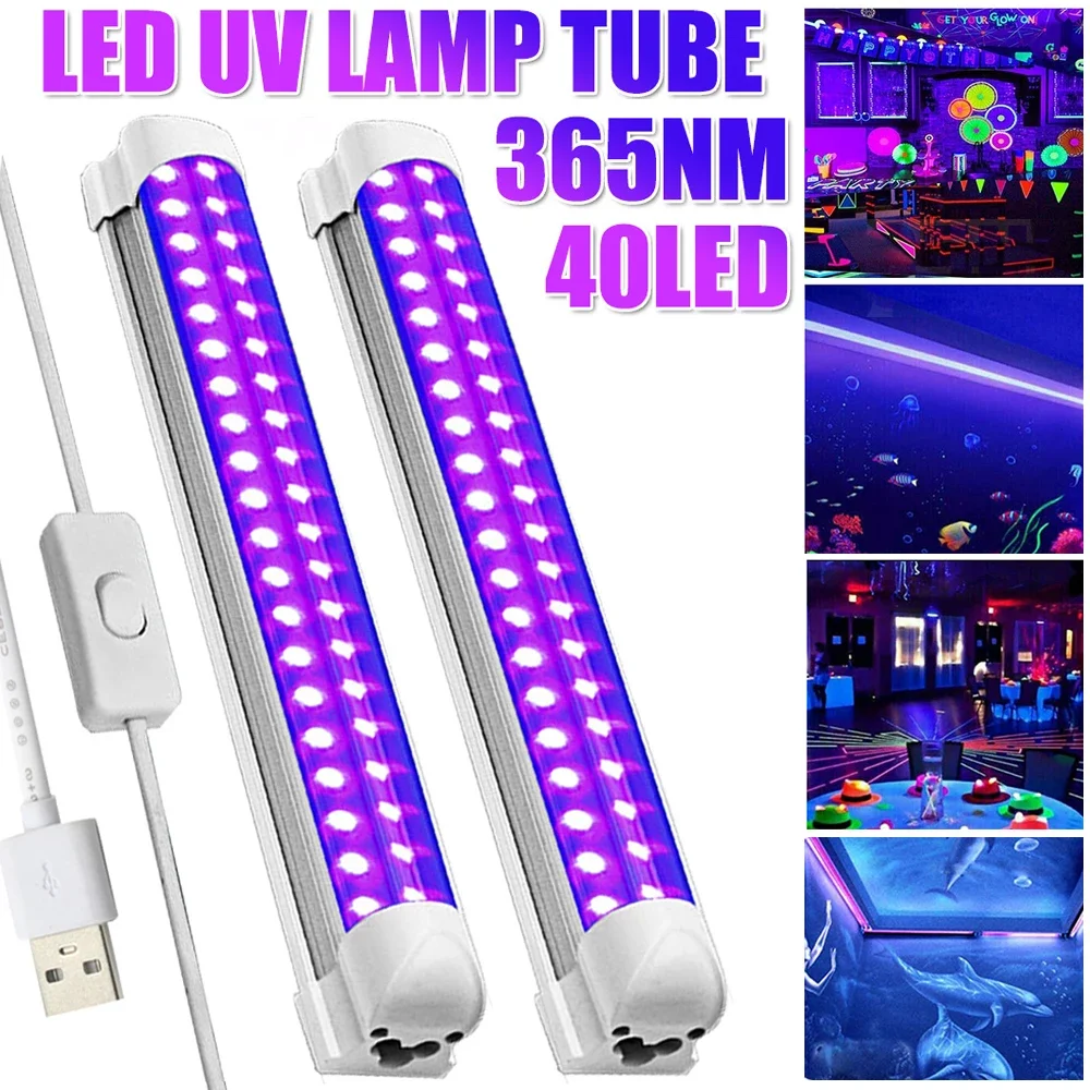 10W UV Purple Black Light 365nm 395nm UV Strip Lamp LED Tubes Glow Light Ultraviolet Lamp For Halloween Glow Party Stage DJ Club