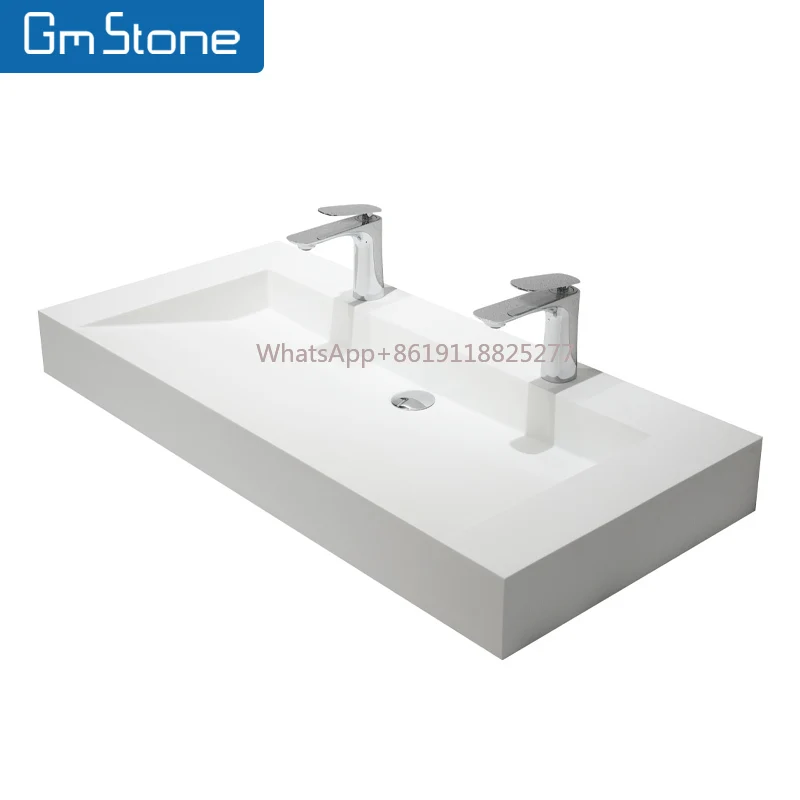 

Modern Rectangular Artificial Stone Bathroom Basin Wall-Hung Sanitary Sink Home Hotel Solid Surface New Design Washing