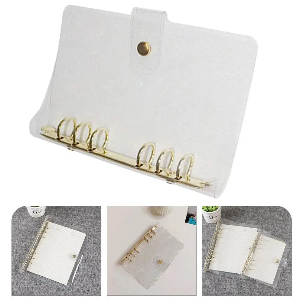 Glitter Binder Work Small Notepad Binders A5 Ring Folder Refillable Notebook Pvc for Planners Clear