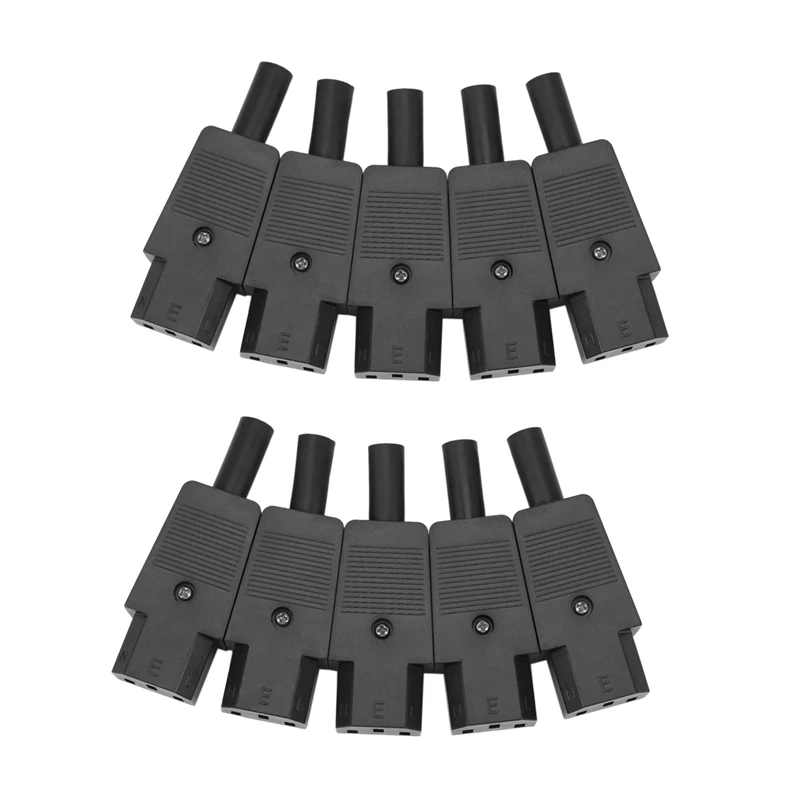 10PCS IEC 320 C13 Female Plug Adapter 3Pin Socket Power Cord Rewirable Connector