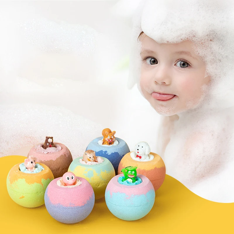 Inside Surprise Bubble Bath Fizzies Vegan Essential Oil Spa 1 Stück Badebomben für Kinder mit Spielzeug