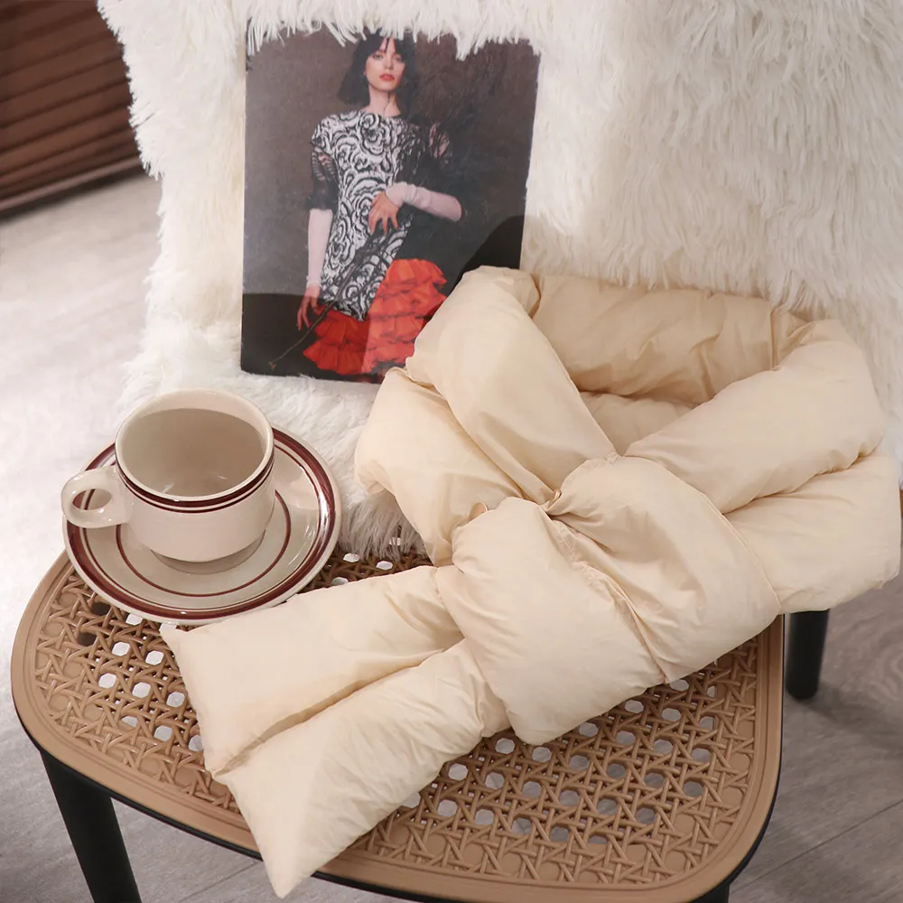 

Сплошной цвет, шарф с хлопковой подкладкой, ветрозащитная одежда, аксессуары, пуховый шарф, сохраняющий тепло, шаль с перекрестными перьями, осень/зима