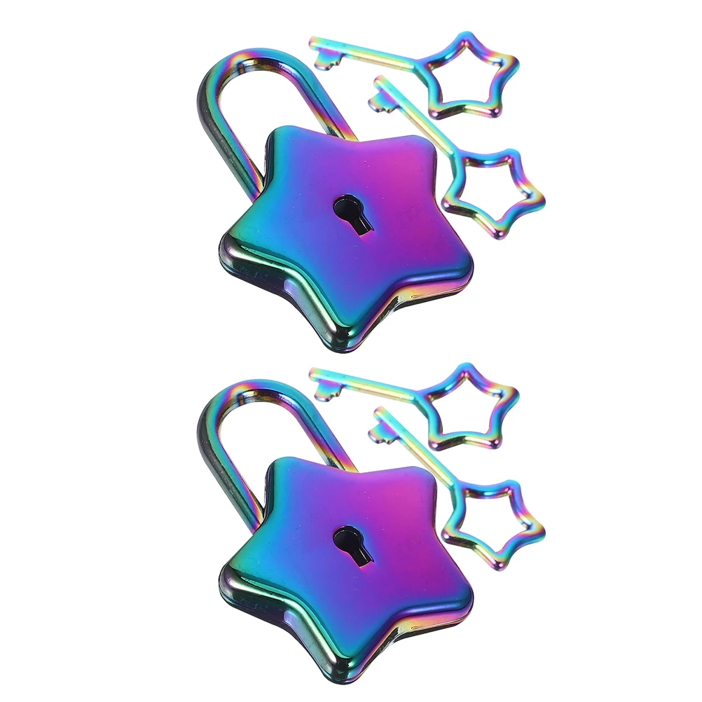 

2Pcs Star Shaped Padlock for DIY Diary Notebook Decorative Tiny Key Lock Replacement Portable Privacy Security