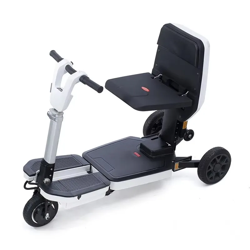Control Folding 3-Wheel Travel Airplane Luggage Electric Mobility Scooter Tricycle For Erlerly And Disabed