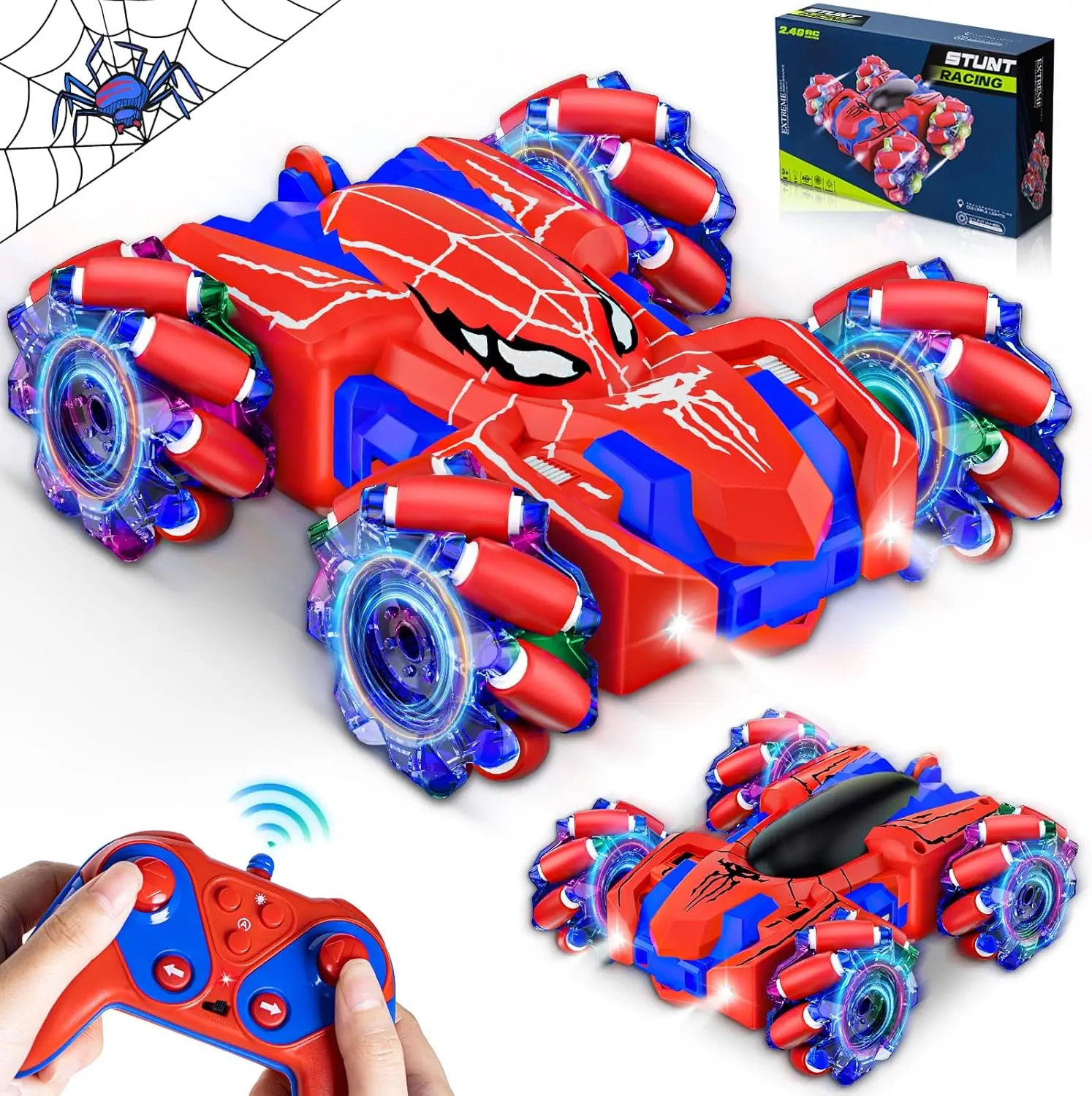 Wireless Remote Control Stunt Vehicle, 4WD Electric Car, Spider Inspired, Outdoor Racing Fun for Kids
