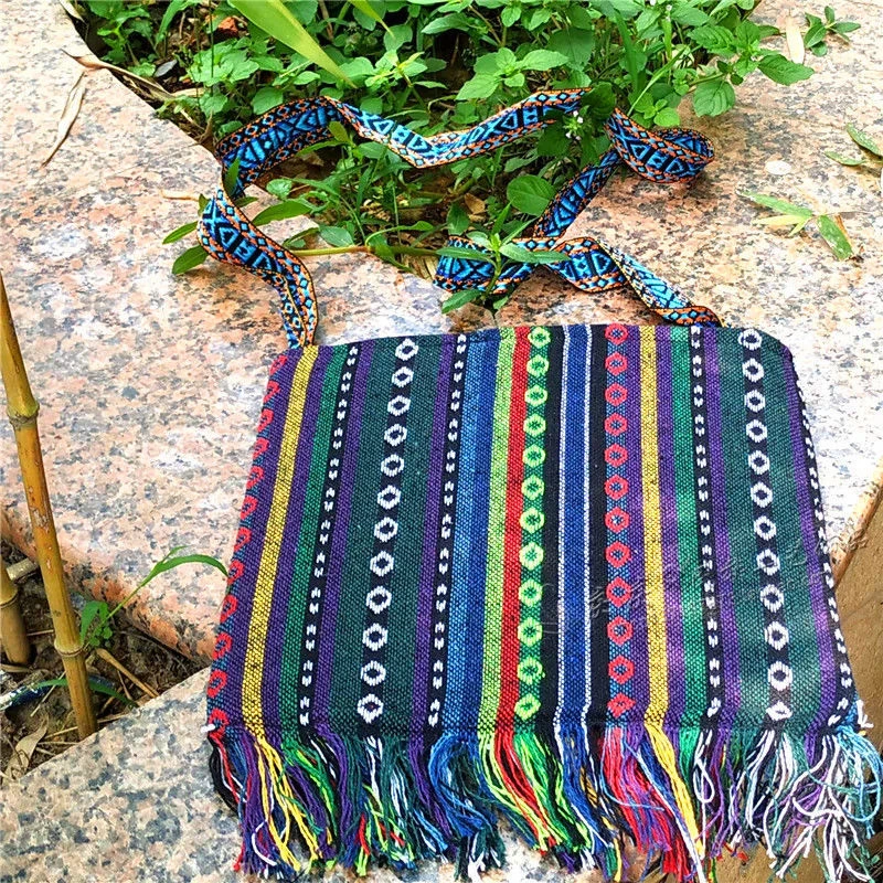 Hmong Vintage ethnische Umhängetasche Stickerei Boho Hippie Quaste Tote Messenger – Detail 17