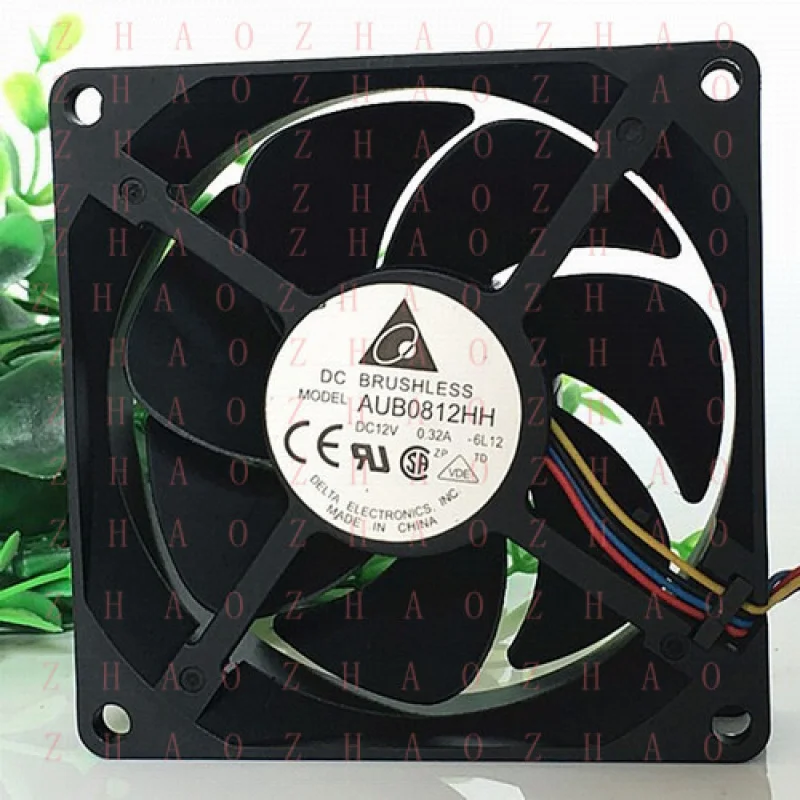 L+ 1PCS for  Delta AUB0812HH DC12V 0.32A 8025 8CM 4 wire Compact Case cooling fan