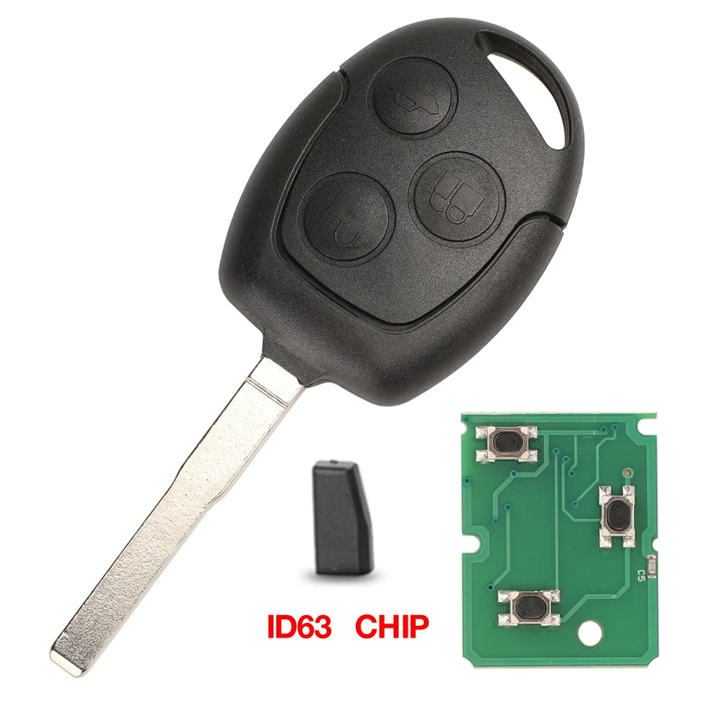 Jingyuqin 3-Tasten-Fernbedienungsschlüssel 315/433 MHz 4D60 ID63 Chip für Ford Mondeo Focus Fusion Fiesta Galaxy Transit HU101/FO21 Blade