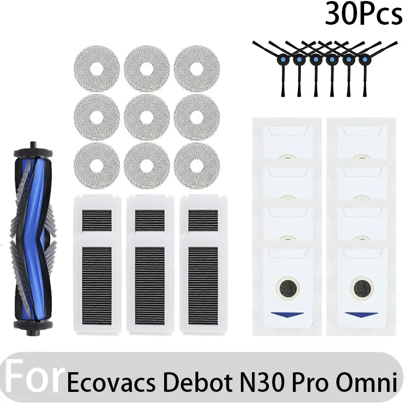Compatibel voor Ecovacs Deebot N30 Omni/N30 Pro Omni Robot Vacuüm Accessoires Belangrijkste Zijborstel Hepa Filter Rag stofzak Onderdelen
