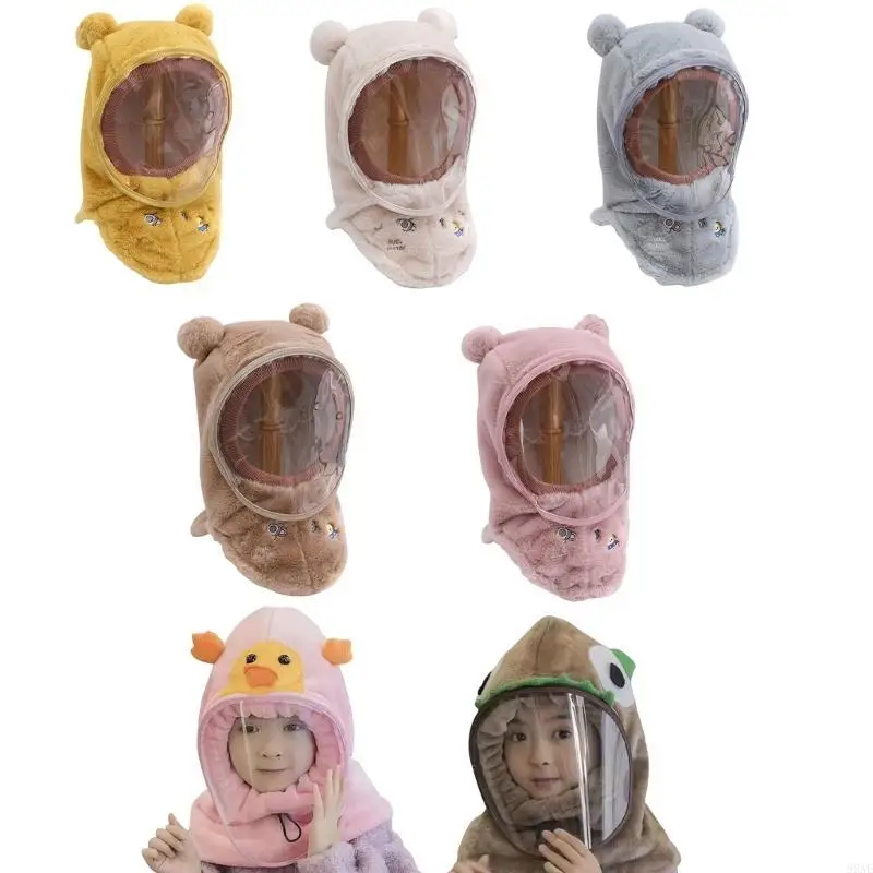 

95AE Winter Neck Warmer+ Anti-droplet Spaceship Hat Russian Hat Face Ear for Kids Girls Boys Anti-droplet Mask