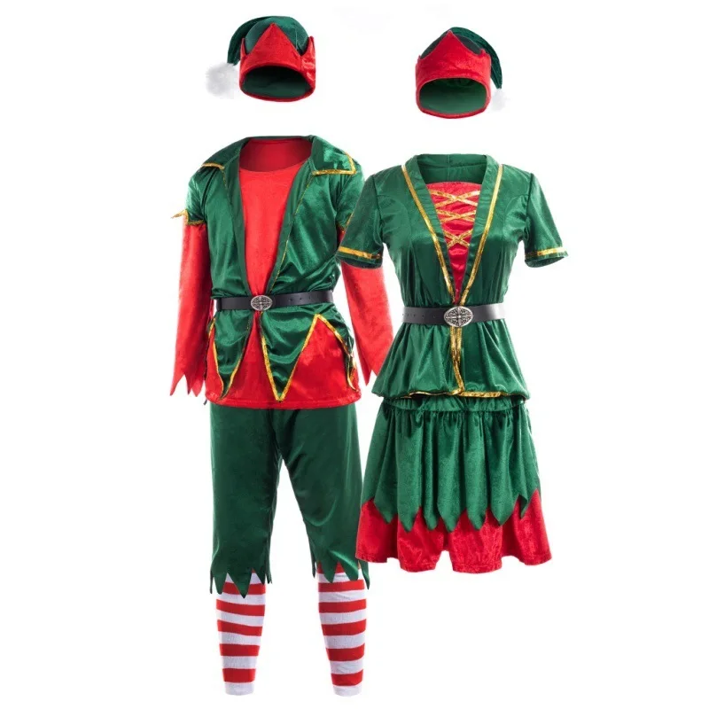 

Green Christmas Dress 2023 Cross-Border Hit Couples Style Stage Performance Clothing Men's Women's Ethnic Fashion Costume