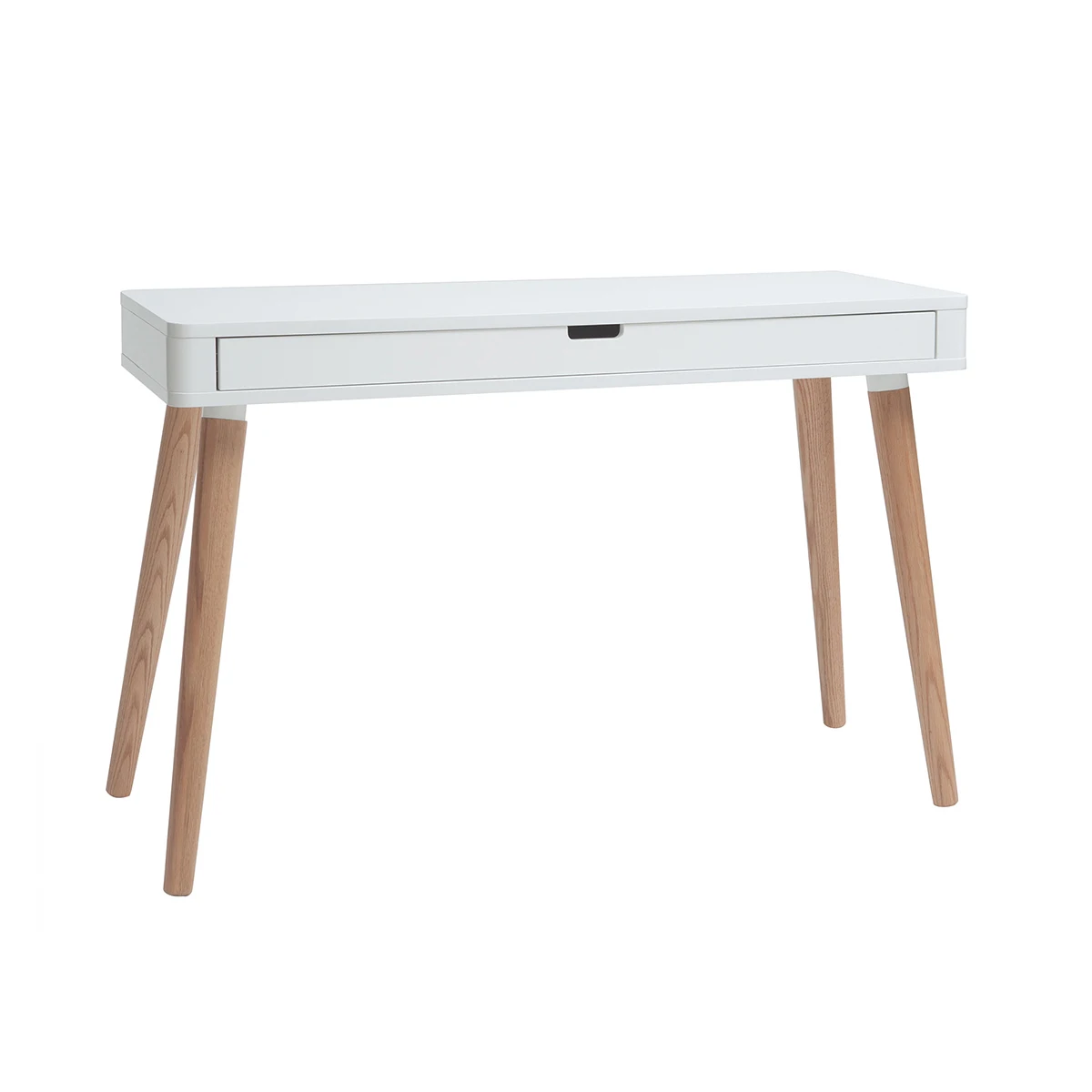 Scandinavian style wooden computer desk with large home office drawers